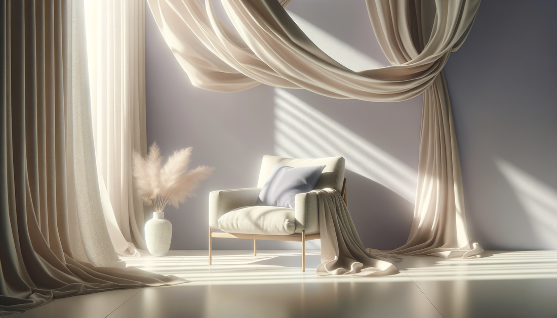 soft pastel clothing draped on a chair in bright, cozy minimalist setting